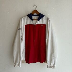 Lacoste Sport Full Zip Colorblock Windbreaker‎ Jacket Hooded Size Large